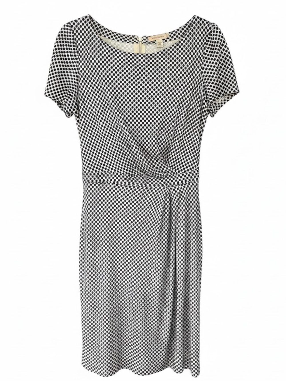 Tory Burch Silk Polka Dot Dress Size M Blue White Short Sleeve Sheath Midi